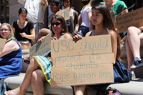 USC's Student Coalition Against Rape (SCAR) Sit-In, April 2012. (Paresh Dave/Neon Tommy)