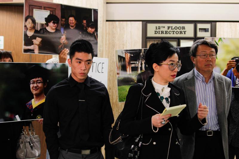 The Ji family lawyer Rose Tsai speaks to media after the status hearing. (Sophia Li / Neon Tommy)