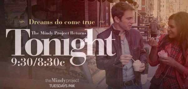 Get ready for plenty of Mindy and Danny in the season three premier of "The Mindy Project." (Mindy Kaling / Twitter) Get ready for plenty of Mindy and Danny in the season three premier of "The Mindy Project." (Mindy Kaling / Twitter)
