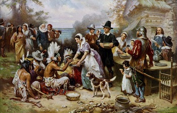 We know the story of the first Thanksgiving, but how has the food changed since then? (Wikimedia Commons / Jean Leon Gerome Ferris)