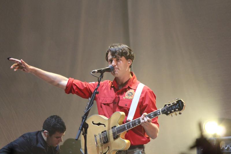 Vampire Weekend lead singer Ezra Koenig during their set. (Joyce Lee/Neon Tommy)