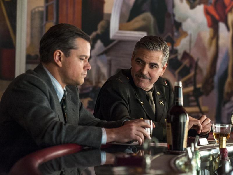 Frank Stokes (George Clooney) speaks with James Granger (Matt Damon) about the art-rescuing task force (Columbia Pictures).
