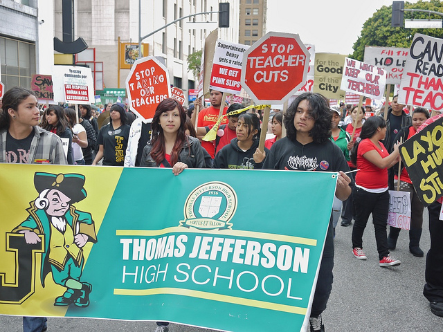 Jefferson High School Students protest proposed teacher cuts. (Paul Bailey/Creative Commons) Jefferson High School Students protest proposed teacher cuts. (Paul Bailey/Creative Commons)