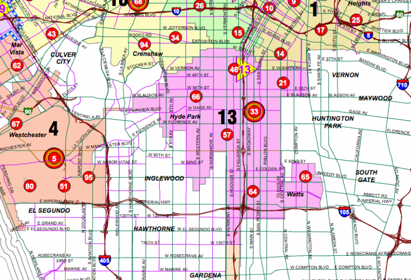 Battalion 13 covers most of South Los Angeles. (LAFD) Battalion 13 covers most of South Los Angeles. (LAFD)