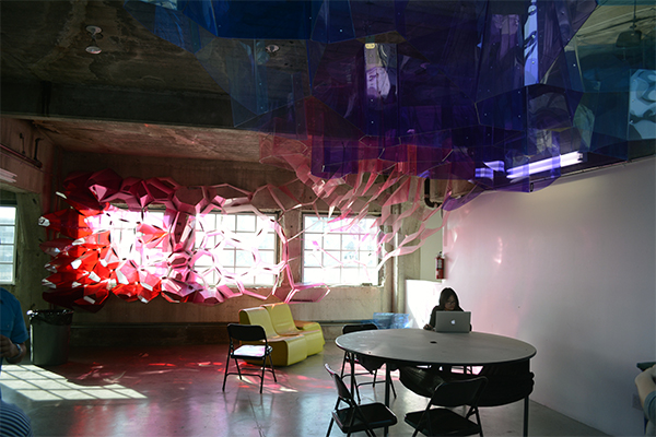 A student works beneath last year's Freshman installation. (Matthew Tinoco/Neon Tommy) A student works beneath last year's Freshman installation. (Matthew Tinoco/Neon Tommy)