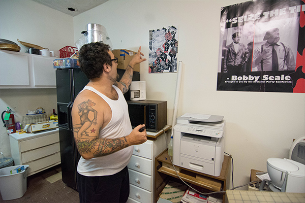 The party ironically shares its space with a sunday school leading to an odd array of wall decorations. (Matthew Tinoco/Neon Tommy)