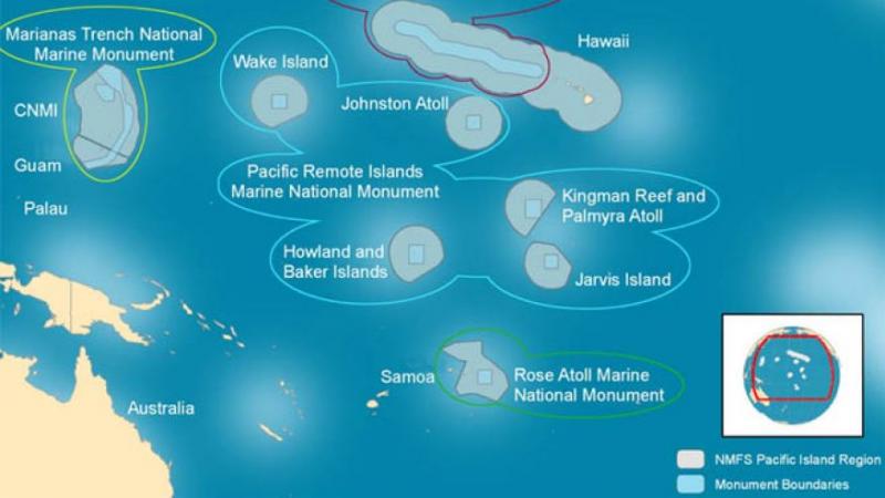 This map shows current boundaries, and where Obama could expand them to. (NOAA)