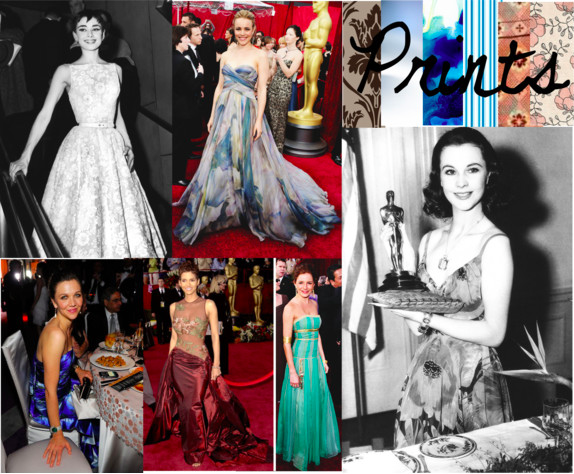 Audrey Hepburn, Rachel McAdams, Vivien Leigh, Sienna Miller (Tumblr/inquisitiveg), Halle Berry (Tumblr/Nine West), and Maggie Gyllenhaal (Tumblr/chinsupsmileson-mydear) make a splash on the red carpet in prints.