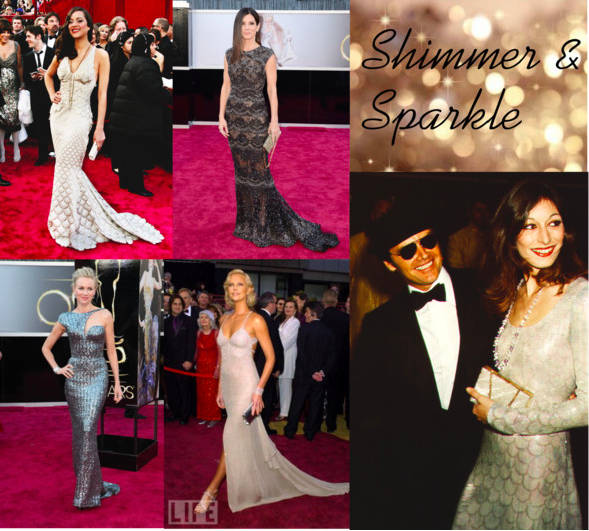 Marion Cotillard (Tumblr/inquisitiveg), Sandra Bullock (Tumblr/fashioningdaydreams), Anjelica Huston (Tumblr/inquisitiveg), Charlize Theron (Tumblr/Nina Garcia), and Naomi Watts (Tumblr/omgthatdress) stun in sparkling dresses.