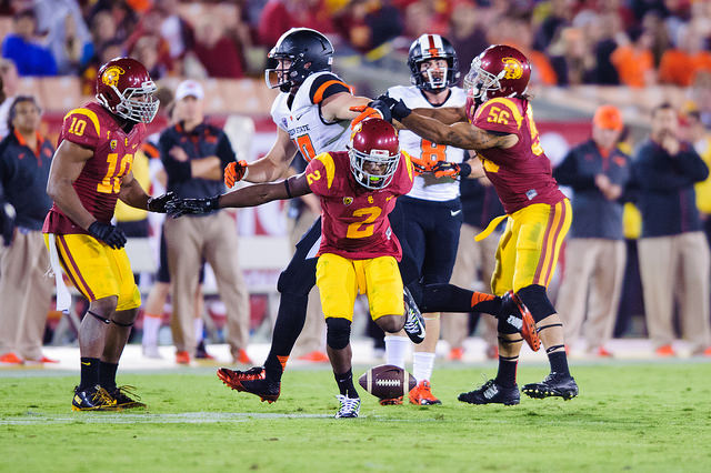 Jackson during last week's night game against Oregon State. (Charlie Magovern/Neon Tommy)