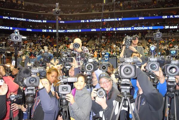 Richard Sherman got some heavy attention on Super Bowl media day (Twitter/@RSherman_25)