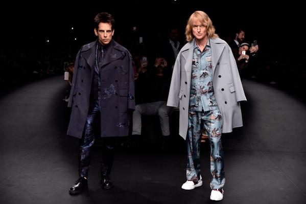 Ben Stiller and Owen Wilson walked down the Valentino runway at Paris Fashion Week. (@ParamountPics/Twitter) Ben Stiller and Owen Wilson walked down the Valentino runway at Paris Fashion Week. (@ParamountPics/Twitter)