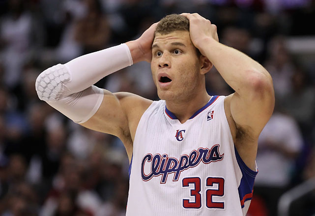 Blake Griffin reacts to a foul in the Clippers' Game 1 loss. (Getty Images)