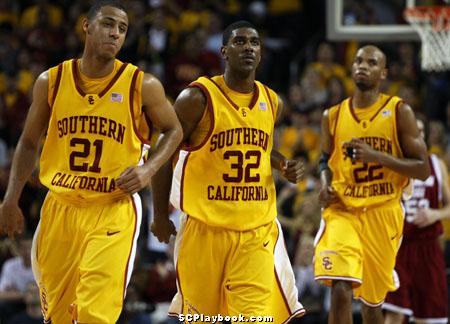 OJ Mayo (No. 32) and Taj Gibson (No. 22) as Trojans (via USC Scout)