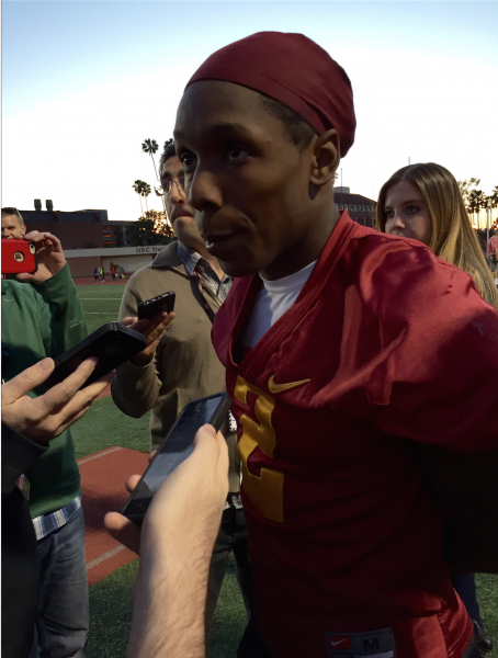 Adoree' Jackson had his offensive practice session today (NeonTommy) Adoree' Jackson had his offensive practice session today (NeonTommy)