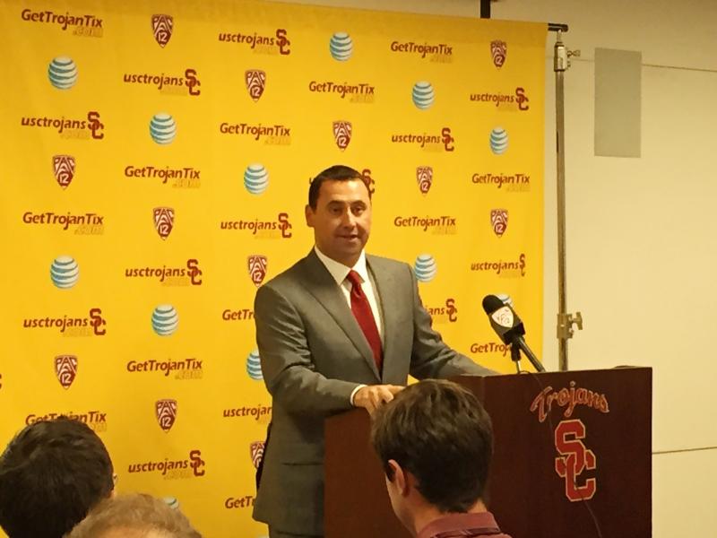 Coach Steve Sarkisian addressing the media after National Signing Day.
