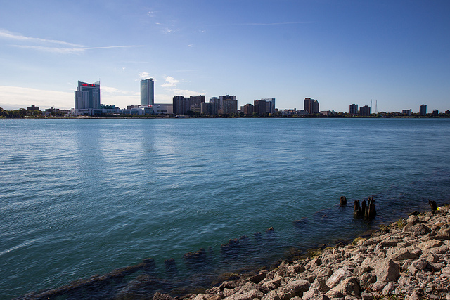Detroit riverfront. (HarshLight/Flickr)