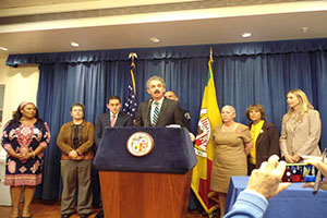 City Attorney Mike Feuer talks about gun safety at Los Angeles City Hall on Oct. 15 2014. (Amanda Scurlock/Neon Tommy)