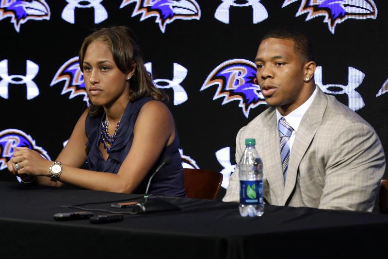 Janay Palmer and Ray Rice at a press conference. (Image by BDL Sports)