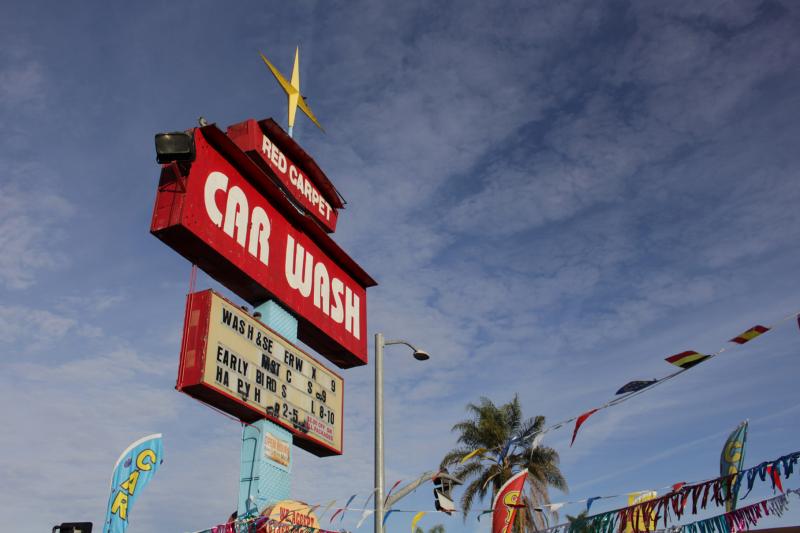 Red Carpet Car Wash has been in business since the 1960s. Since the start of the current drought, its business has decreased by ten to fifteen percent, one employee said. (Taylor Haney/Neon Tommy) Red Carpet Car Wash has been in business since the 1960s. Since the start of the current drought, its business has decreased by ten to fifteen percent, one employee said. (Taylor Haney/Neon Tommy)
