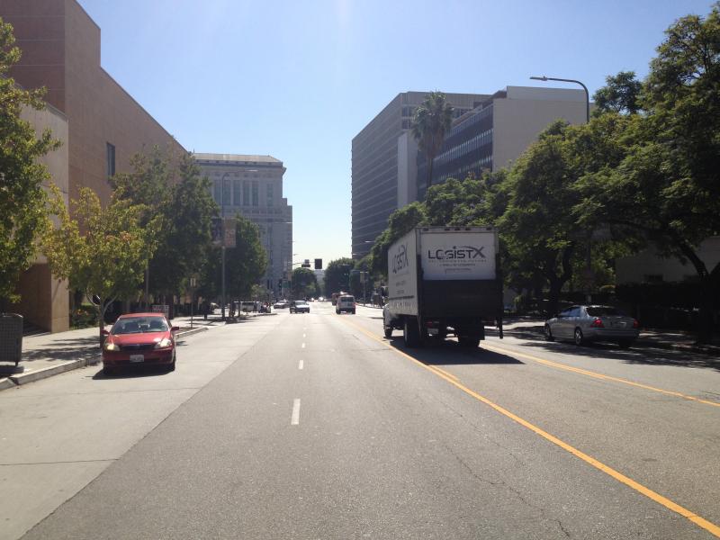 One of the proposed locations for Slide The City was Temple and Grand Street, down the street from the L.A.D.W.P. (David Hodari)