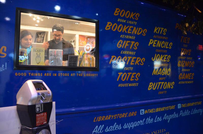 The L.A. Library had a mobile shop that travelled up Lankershim Boulevard during the 2014 NoHo Lit Crawl. (Hillary Jackson/Neon Tommy) 