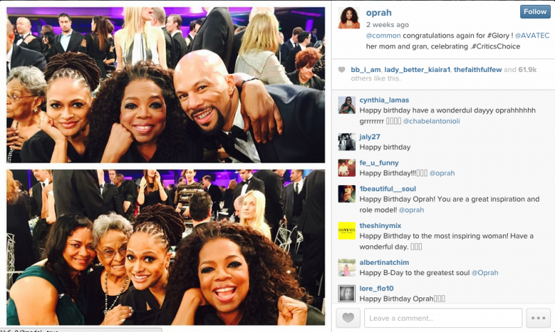 Oprah at the Critics' Choice Awards. (Instagram/Neon Tommy)