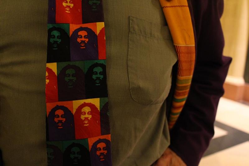 Roger Steffens is a Bob Marley fan from top to tie (Vanessa Okoth-Obbo/Neon Tommy)