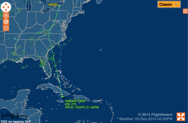 FlightAware's tracking of the plane's flight over Cuba. FlightAware's tracking of the plane's flight over Cuba.