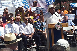 Herb Wesson, Councilmen of the 10th district in Los Angeles, supports Garcetti's plan. (Amanda Scurlock/Neon Tommy)