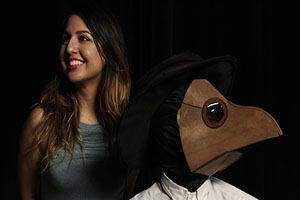 In order to relate to people at Steampunk events, Cantu (left) dresses up in a costume called 'the plague doctor' (right). The concept of 'the plague doctor' stemmed from a project Cantu created for Alex McDowell's world building class (Courtesy of Mischa Cantu) In order to relate to people at Steampunk events, Cantu (left) dresses up in a costume called 'the plague doctor' (right). The concept of 'the plague doctor' stemmed from a project Cantu created for Alex McDowell's world building class (Courtesy of Mischa Cantu)