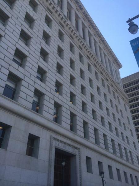 The Hall of Justice building has been at the corner of Broadway and Temple Street in downtown Los Angeles since 1925. (Neon Tommy/Matt Lemas)