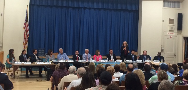 The highly congested election features 14 candidates running for City Council District 4. The debate above was held in Sherman Oaks Elementary School on Oct. 13. (Matt Lemas/Neon Tommy)
