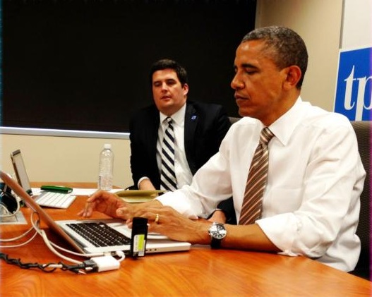 Barack Obama answers voters' questions on Twitter in this May 24,2012 photo, the first president to do so. (Wikimedia Commons)