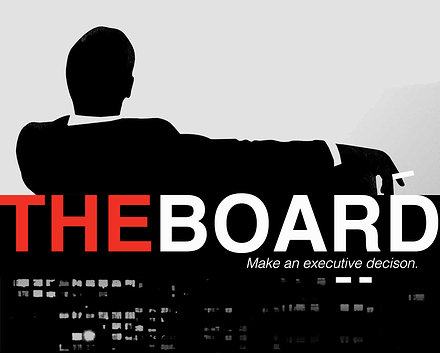 Photo of "The Board" Improv Troupe Logo.