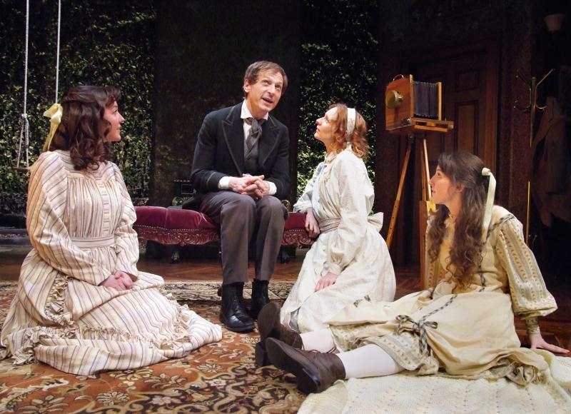 Charles Dodgson (Leo Marks) tells the Liddell sisters a story (Photo by Ed Krieger) Charles Dodgson (Leo Marks) tells the Liddell sisters a story (Photo by Ed Krieger)
