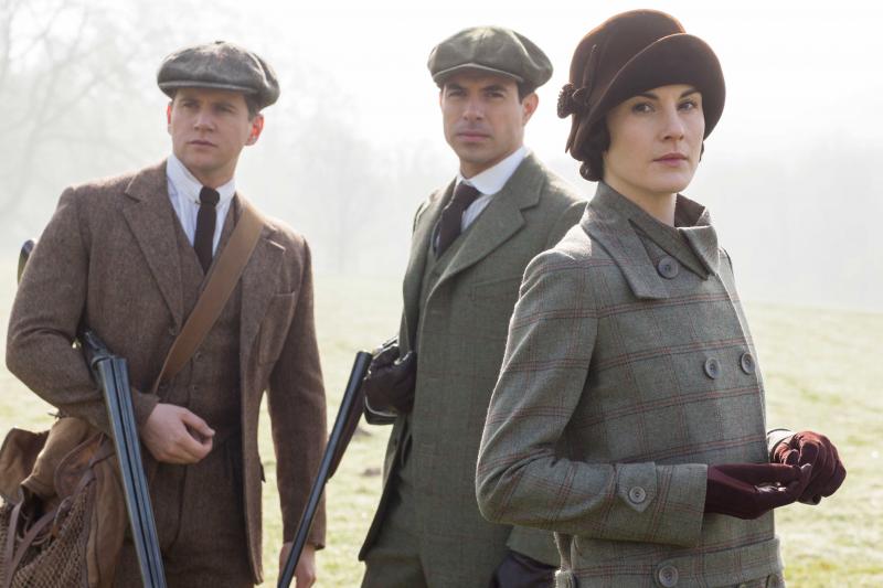 Lady Mary tours the grounds with suitor Tony Gillingham and Brother-in-Law Tom Branson (PBS).