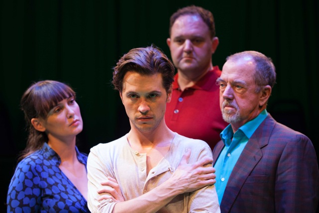 Rebecca Mozo, Patrick Stafford, Matthew Elkins, and Gregory Itzin in "Cock." Photo by John Flynn. Rebecca Mozo, Patrick Stafford, Matthew Elkins, and Gregory Itzin in "Cock." Photo by John Flynn.