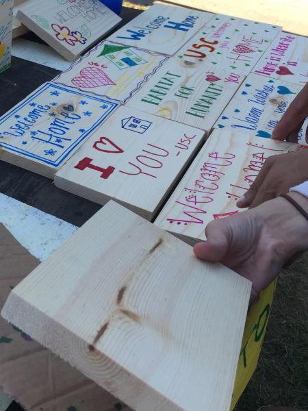 The plaques shown will create a table for a Habitat family. (Alana Bracken)