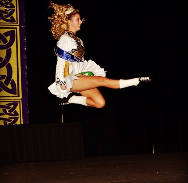 A traditional Irish dance leap (Instagram, @crackalackinbracken).