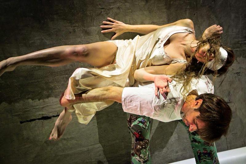 Kate Andrews and Christian Beasley in "(adjective), (noun),(verb)!" (Photo by Taso Papadakis)