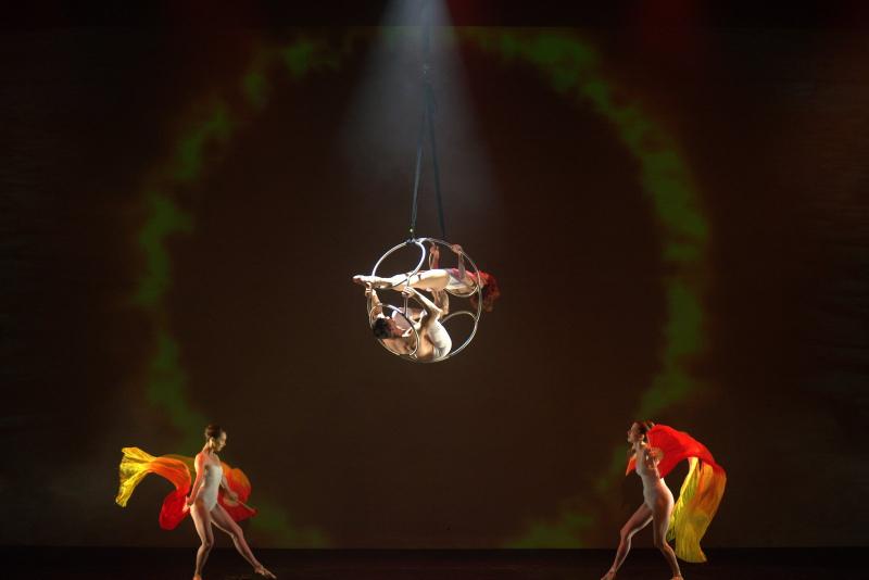 Aerialists and dancers of Luminario Ballet perform in "Trails." (By Emerson Chen)