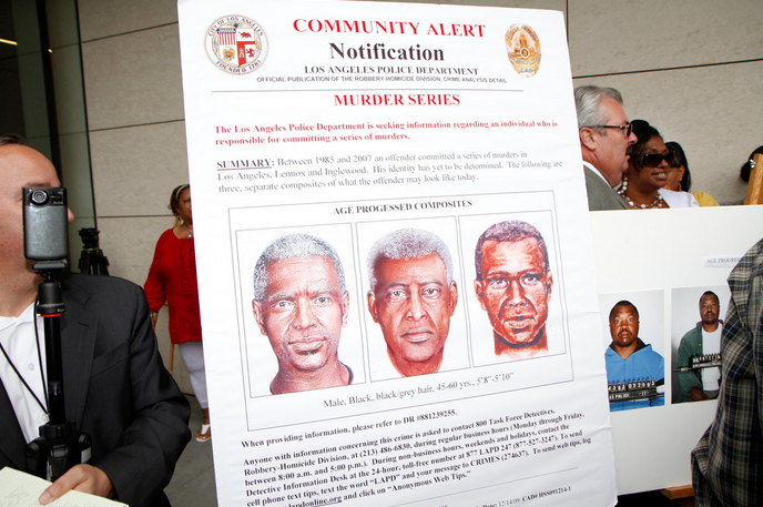 Police hold a press conference after arresting suspect Lonnie Franklin, Jr. Flickr, Antonio R Villaraigosa (Creative Commons)