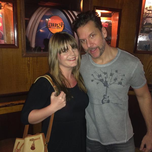 Dane Cook and I pose for a photo after his performance at the Laugh Factory in Hollywood, Mar 27.