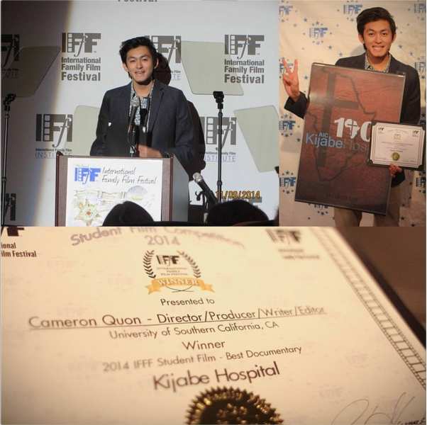 Cameron after winning his award. (Cameron Quon/Instagram)