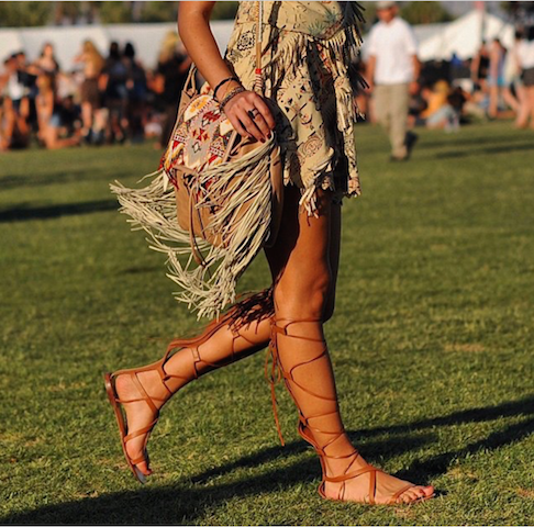 Gladiator sandals at Coachella