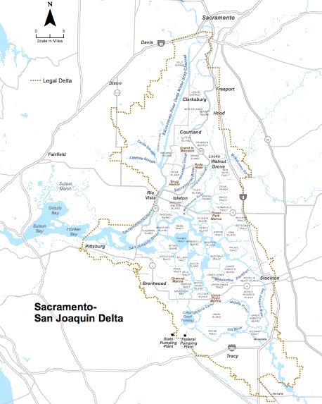 Map of the Sacramento-San Joaqin River Delta from the Bay Delta Conservation Plan website.