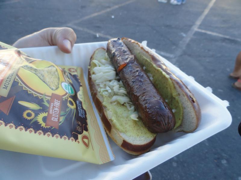The coveted vegan beer brat. (Sara Tiano/Neon Tommy)