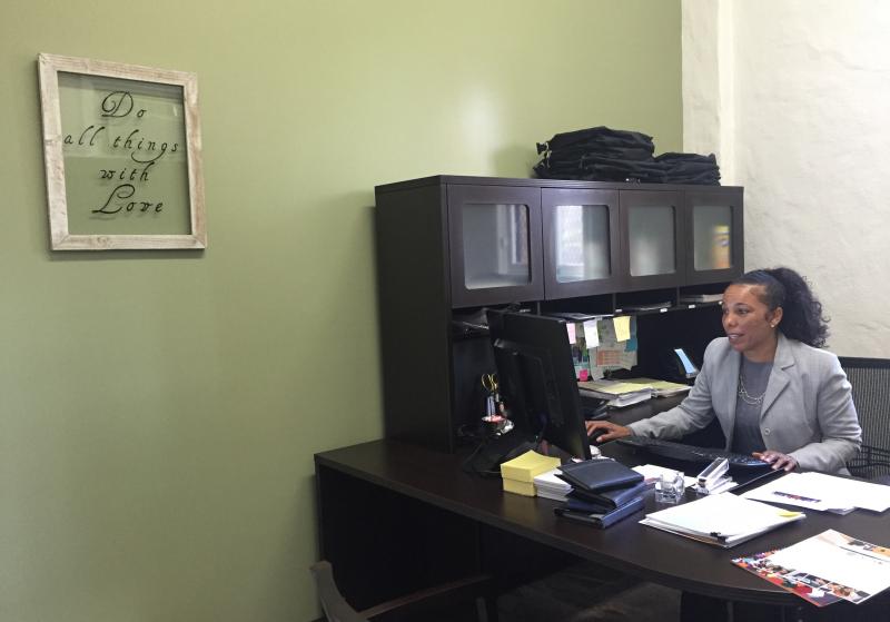 Tasha Carter at her office next to the DLA print center (Diana Lee/ Neon Tommy) Tasha Carter at her office next to the DLA print center (Diana Lee/ Neon Tommy)