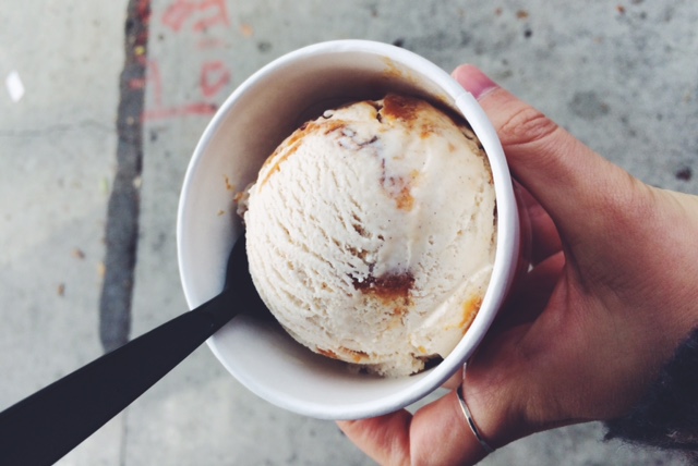 The spiced Chèvre pumpkin pie ice cream. (Madison Poulter/Neon Tommy)